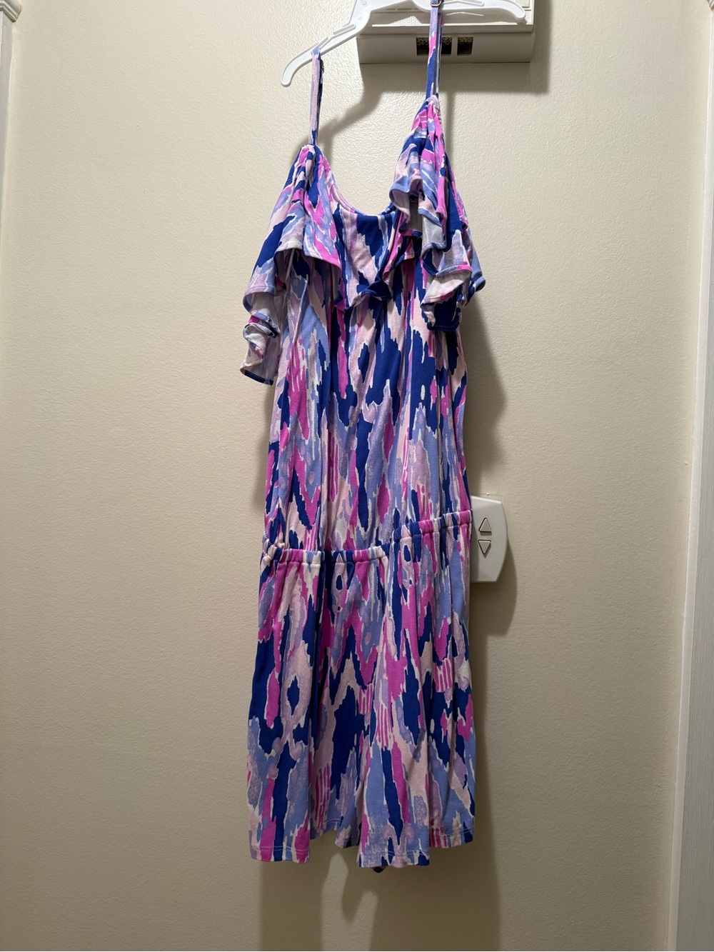 Lilly Pulitzer Blue, Pink and Lavender Ruffle-Trim Midi Dress